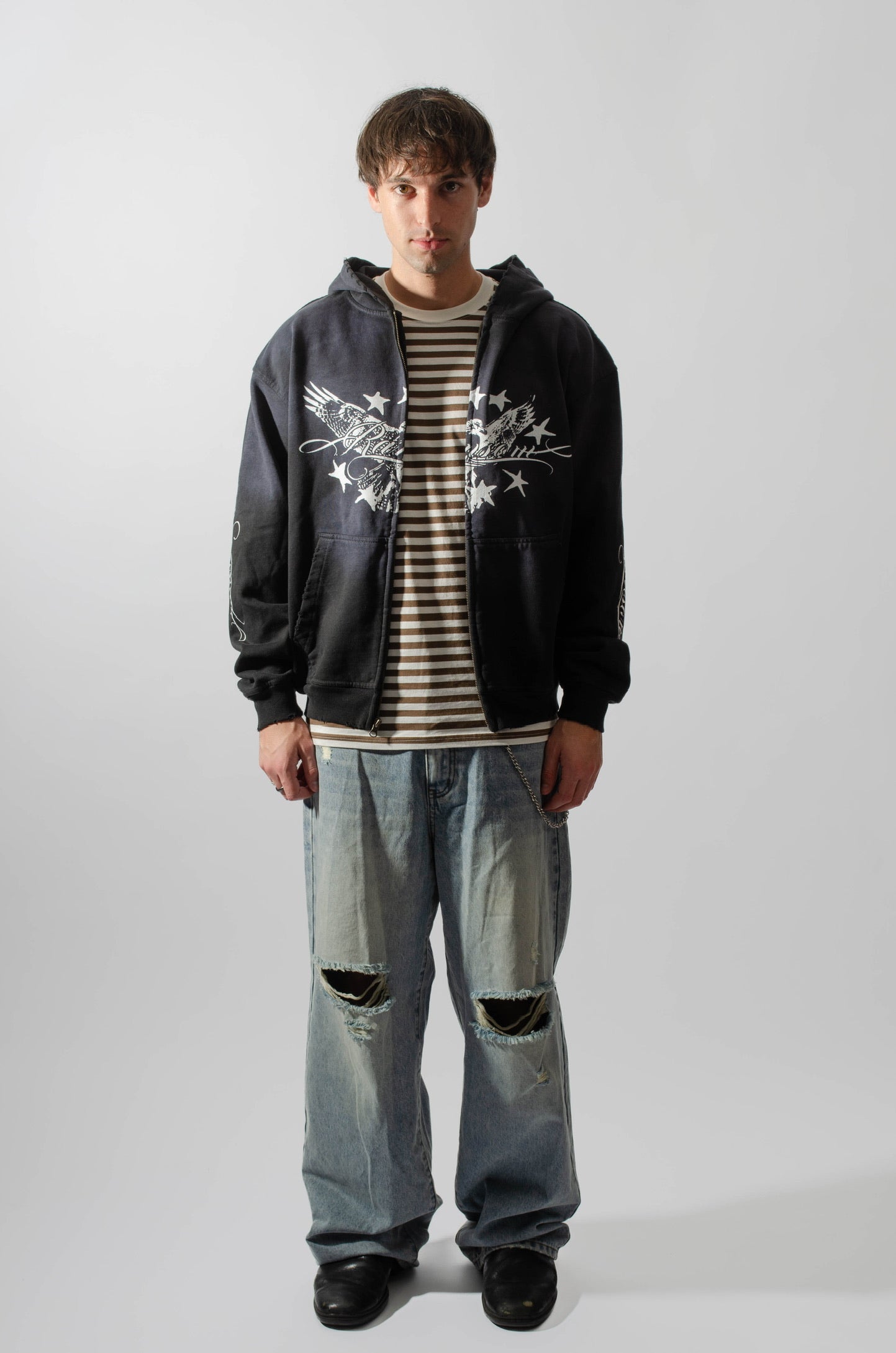 BIRD ZIP UP (FADED BLACK)