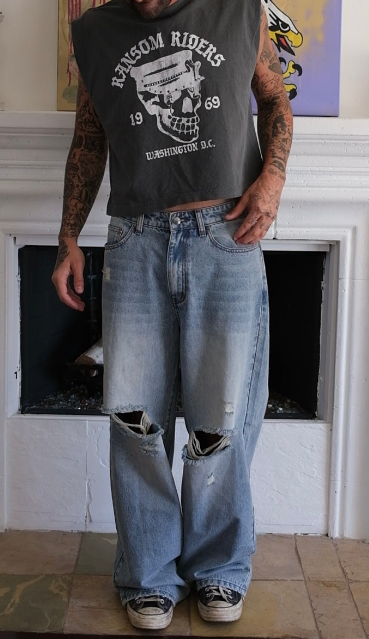 BLUE BLOWOUT DENIM