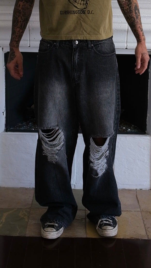 BLACK BLOWOUT DENIM