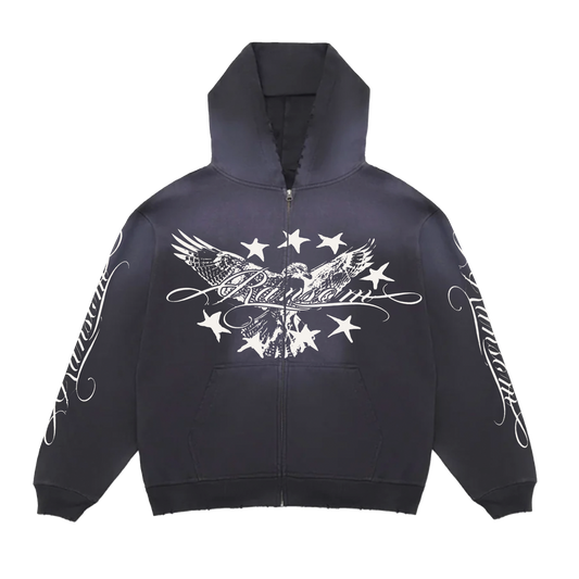 BIRD ZIP UP (FADED BLACK)