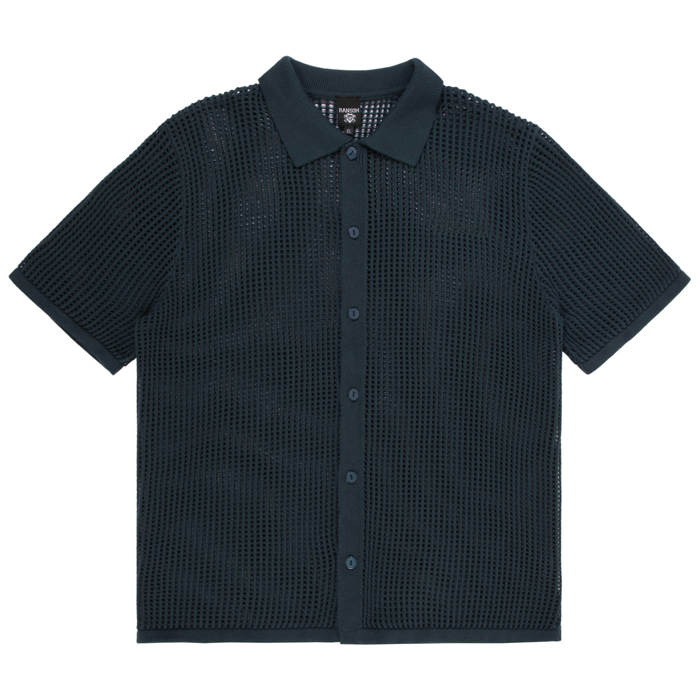 CROCHET BUTTON UP (NAVY)