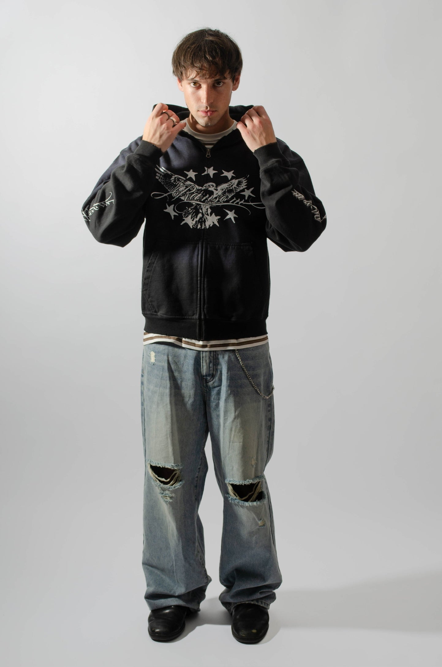 BIRD ZIP UP (FADED BLACK)