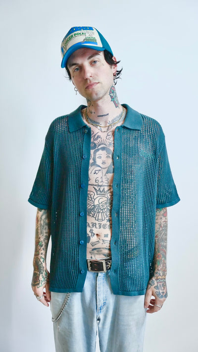 CROCHET BUTTON UP (NAVY)