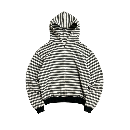 WHITE STRIPED HOODIE